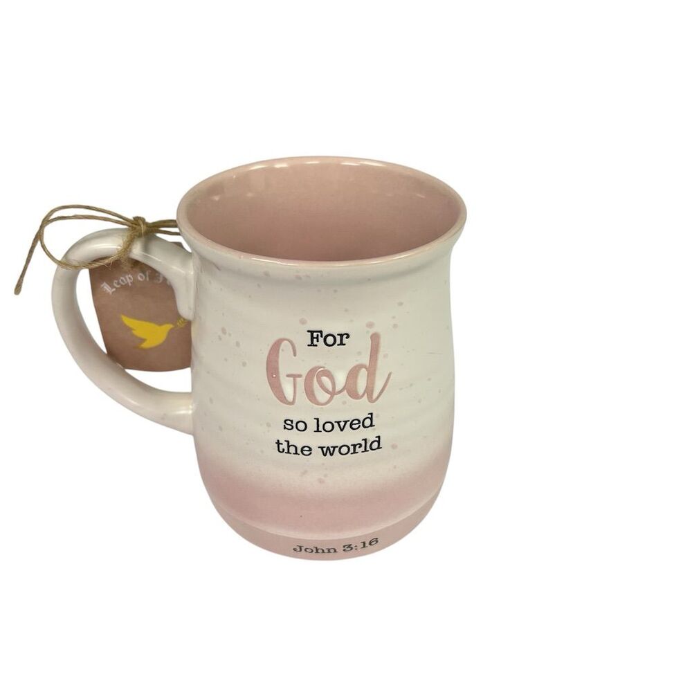 Scripture Collection Pink Ceramic Mug 20 oz John 3:16 Inspirational